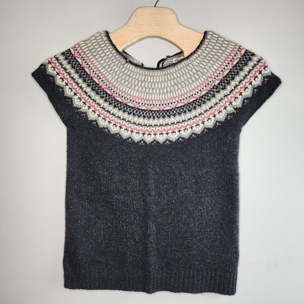 Ruff Hewn Women's L Sweater Dress Pullover Charcoal Gray Pink White Wool Blend